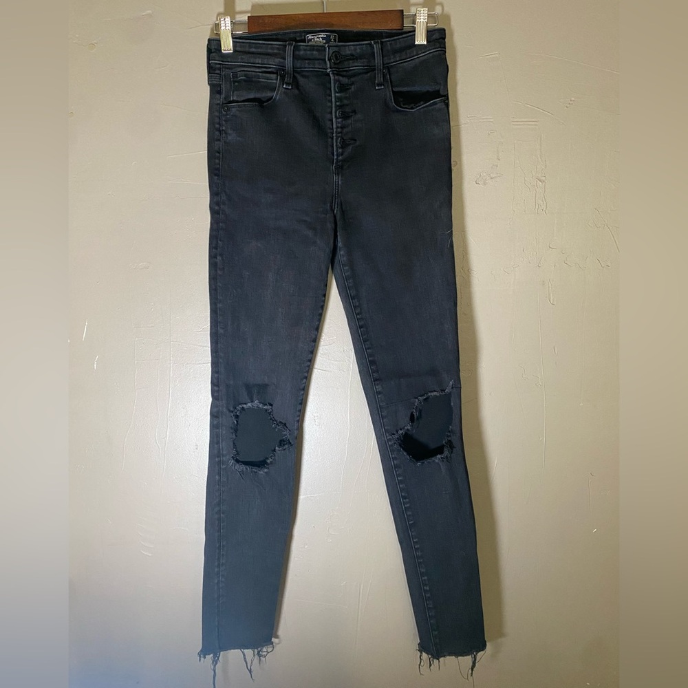 Abercrombie & Fitch Black Ripped Skinny Jeans